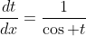 \frac{dt}{dx}=\frac{1}{\cos t}