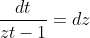 \frac{dt}{zt-1}=dz\\