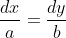 \frac{dx}{a}=\frac{dy}{b}