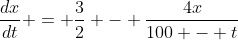 \frac{dx}{dt} = \frac{3}{2} - \frac{4x}{100 - t}