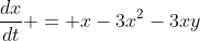 \frac{dx}{dt} = x-3x^2-3xy