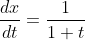 \frac{dx}{dt}=\frac{1}{1+t}