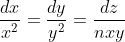 \frac{dx}{x^2}=\frac{dy}{y^2}=\frac{dz}{nxy}