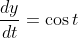 \frac{dy}{dt}=\cos{t}