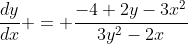 \frac{dy}{dx} = \frac{-4+2y-3x^2}{3y^2-2x}
