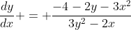 \frac{dy}{dx} = \frac{-4-2y-3x^2}{3y^2-2x}