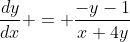 \frac{dy}{dx} = \frac{-y-1}{x+4y}