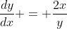 \frac{dy}{dx} = \frac{2x}{y}