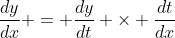 \frac{dy}{dx} = \frac{dy}{dt} \times \frac{dt}{dx}