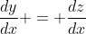 \frac{dy}{dx} = \frac{dz}{dx}