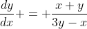 \frac{dy}{dx} = \frac{x+y}{3y-x}