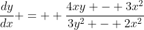 \frac{dy}{dx} =  \frac{4xy - 3x^2}{3y^2 - 2x^2}