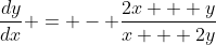 \frac{dy}{dx} = - \frac{2x + y}{x + 2y}