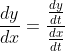 \frac{dy}{dx}=\frac{\frac{dy}{dt}}{\frac{dx}{dt}}