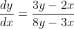 \frac{dy}{dx}=\frac{3y-2x}{8y-3x}