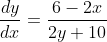 \frac{dy}{dx}=\frac{6-2x}{2y+10}