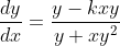 \frac{dy}{dx}=\frac{y-kxy}{y+xy^2}