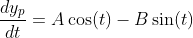 \frac{dy_p}{dt}=A\cos(t)-B\sin(t)