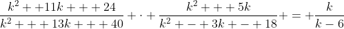 \frac{k^2 +11k + 24}{k^2 + 13k + 40} \cdot \frac{k^2 + 5k}{k^2 - 3k - 18} = \frac{k}{k-6}