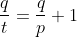 \frac{q}{t}=\frac{q}{p}+1