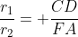 \frac{r_1}{r_2}= \frac{CD}{FA}