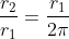 \frac{r_2}{r_1}=\frac{r_1}{2\pi}