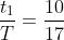 \frac{t_1}{T}=\frac{10}{17}