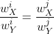 \frac{w_X^i}{w_Y^i}=\frac{w_X^j}{w_Y^j}