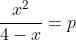 \frac{x^2}{4-x}=p