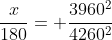\frac{x}{180}= \frac{3960^2}{4260^2}