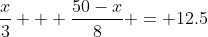 \frac{x}{3} + \frac{50-x}{8} = 12.5