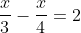 \frac{x}{3}-\frac{x}{4}=2