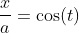 \frac{x}{a}=\cos(t)