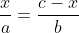 \frac{x}{a}=\frac{c-x}{b}