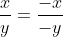 \frac{x}{y}=\frac{-x}{-y}
