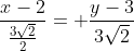 \frac{x-2}{\frac{3\sqrt{2}}{2}}= \frac{y-3}{3\sqrt{2}}