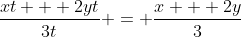 \frac{xt + 2yt}{3t} = \frac{x + 2y}{3}