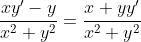 \frac{xy'-y}{x^2+y^2}=\frac{x+yy'}{x^2+y^2}