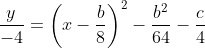 \frac{y}{-4}=\left(x-\frac{b}{8}\right)^2-\frac{b^2}{64}-\frac{c}{4}