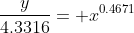 \frac{y}{4.3316}= x^{0.4671}
