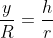 \frac{y}{R}=\frac{h}{r}