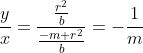 \frac{y}{x}=\frac{\frac{r^2}{b}}{\frac{-m r^2}{b}}=-\frac{1}{m}