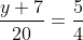 \frac{y+7}{20}=\frac{5}{4}