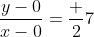 \frac{y-0}{x-0}=\frac {2}{7}