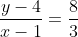 \frac{y-4}{x-1}=\frac{8}{3}
