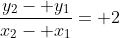 \frac{y_2- y_1}{x_2- x_1}= 2