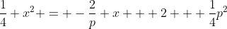 \frac14 x^2 = -\frac2p x + 2 + \frac14p^2