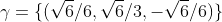 \gamma=\{(\sqrt{6}/6,\sqrt{6}/3,-\sqrt{6}/6)\}