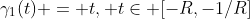 \gamma_1(t) = t, t\in [-R,-1/R]