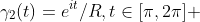 \gamma_2(t)=e^{it}/R,t\in[\pi,2\pi] 